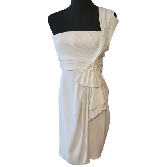 BCBG White Palais One Shoulder Cocktail Dress Size 4 - Picture 2 of 6